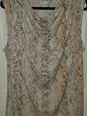 Calvin Klein Beige Snake-Print Cowl Neck Camisole